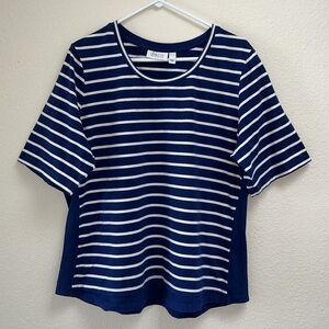 D & Co Active Blue & White Striped Short Sleeve T-shirt, Size XL Two Tone Casual